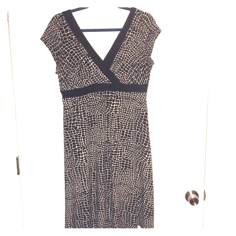Classic Black & Tan Giraffe A-Line Dress Size 14